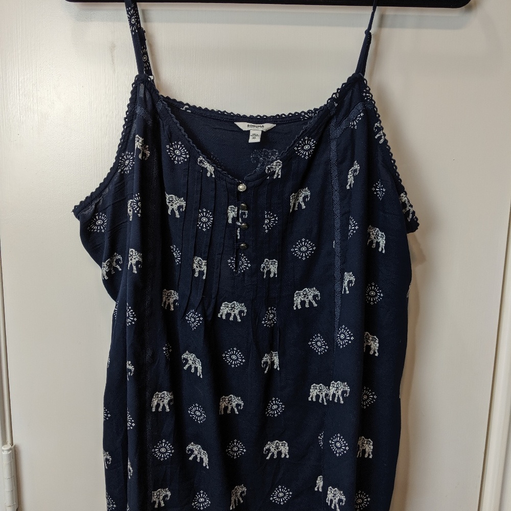 Sonoma Blue Camisole w/ Elephants / Sz XL